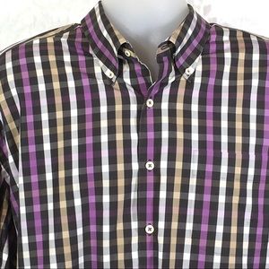 Peter Millar Mens Size XL Plaid Long Sleeve Shirt